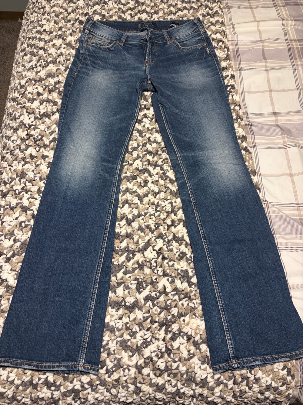 Silver Jeans Distressed Medium Blue Bootcut Jeans